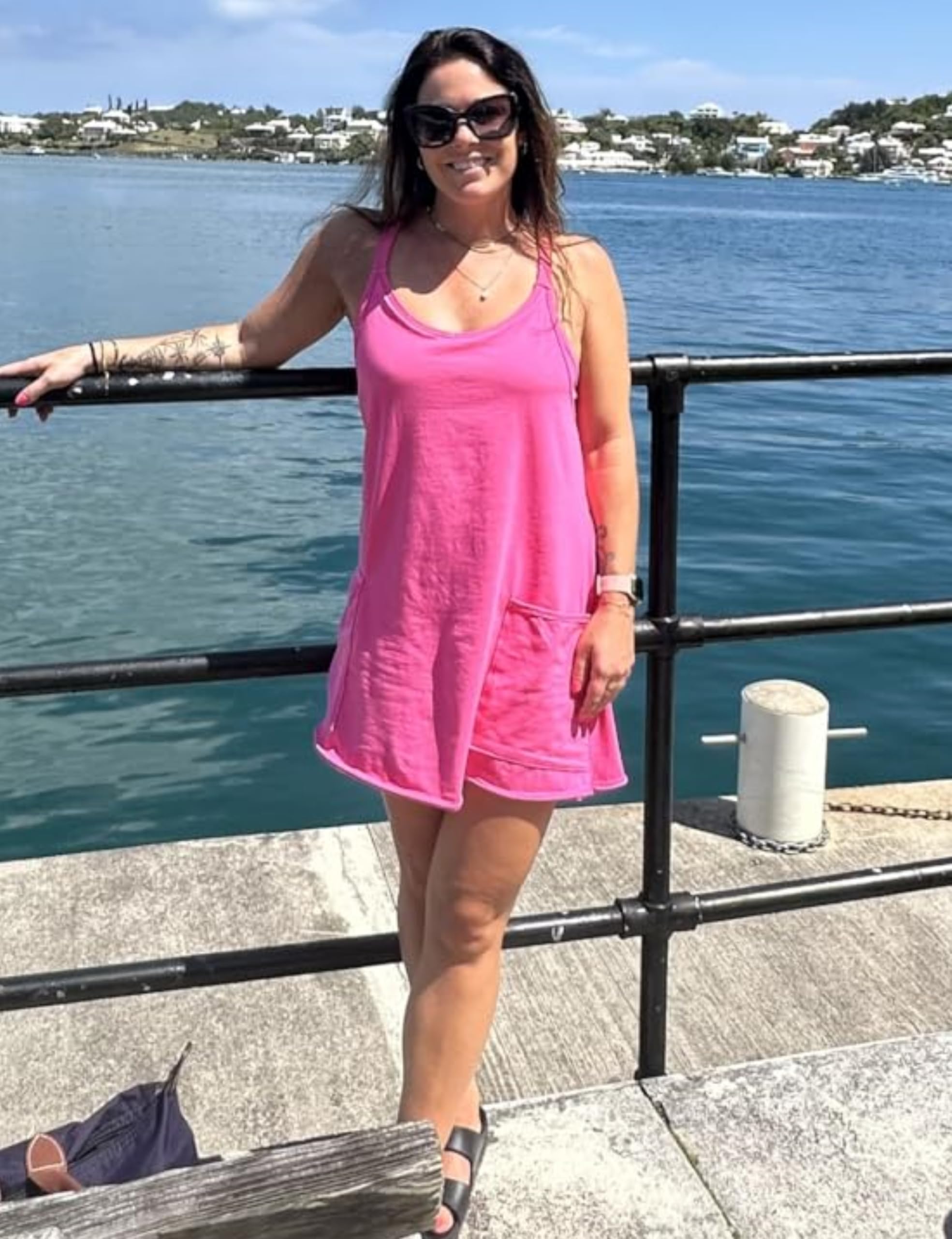 2025 Summer Women's Mini Romper Dress - Athletic Spaghetti Strap Tennis Dress with Built-in Shorts | Casual Wear, Beach Outfit & Sports Activities