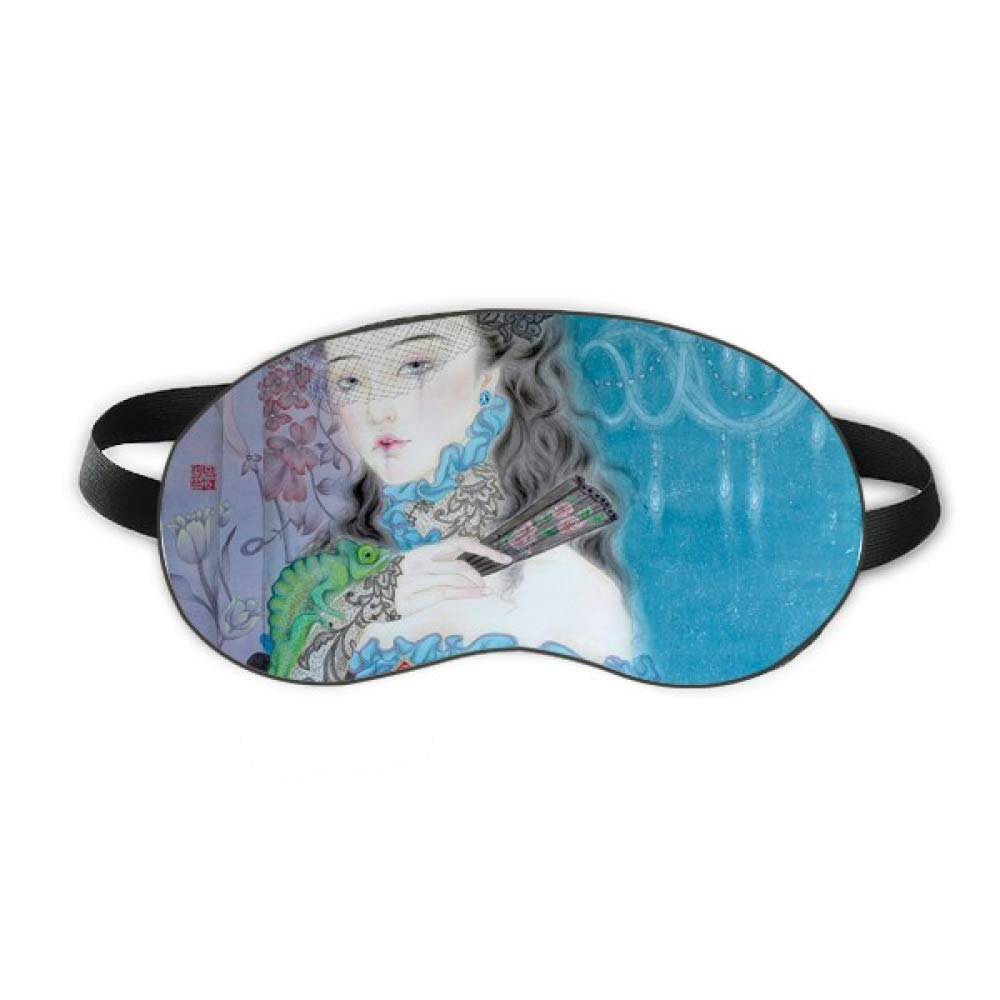 Blue Chinese Style Watercolor Sleep Mask - Soft Eye Cover for Women, Blindfold for Night & Travel, Perfect for Relaxation & Light Blocking