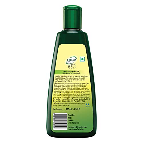 Nihar Naturals Shanti Amla Badam Hair Oil 300ml - Ayurvedic Herbal Treatment for Hair Growth & Dandruff - Perfect for Daily Scalp Massage & Hair Care Routine