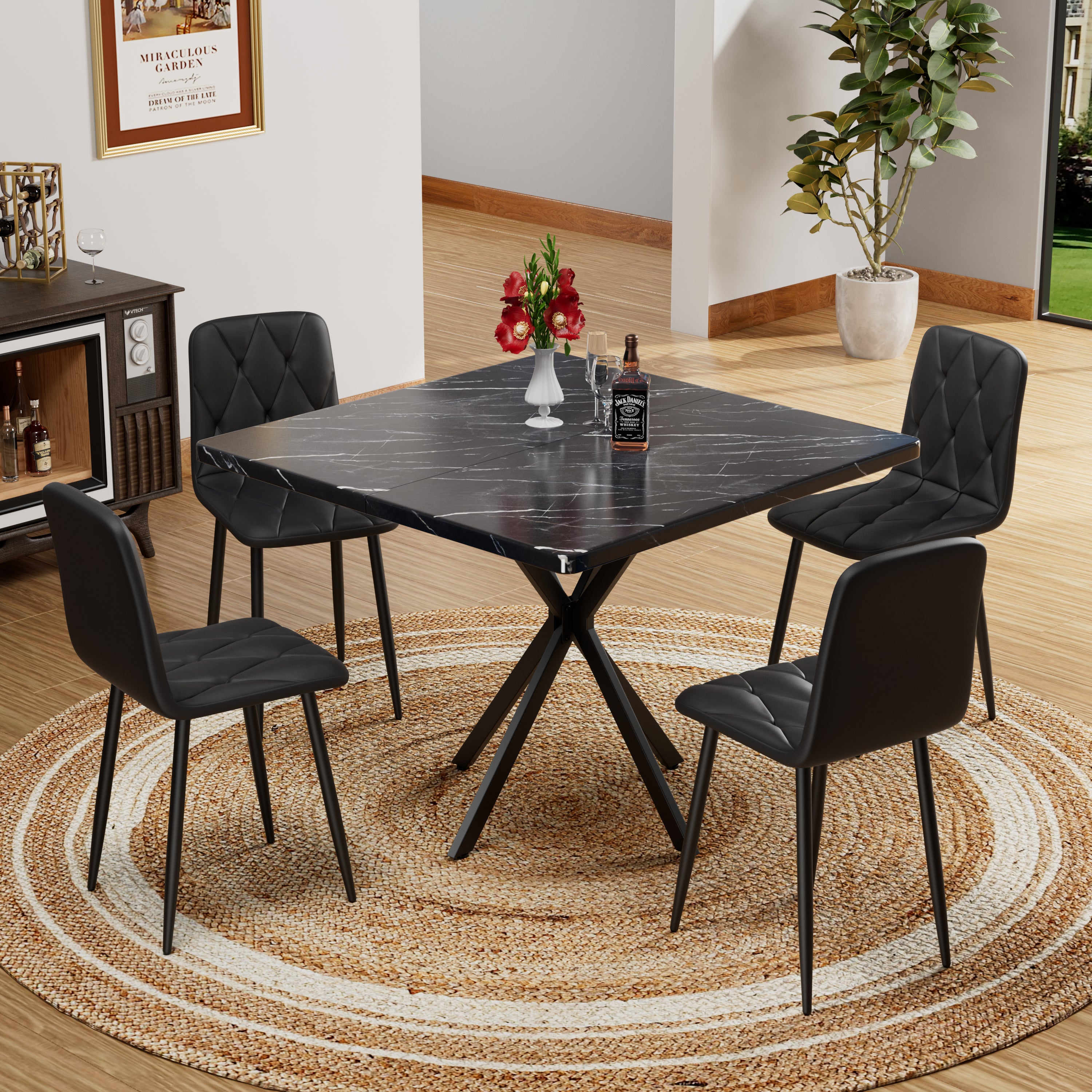 4 Pack Modern PU Upholstered Dining Chairs with Cushioned Seats & Sturdy Metal Legs - Elegant Kitchen & Dining Room Furniture for Home, Restaurant, or Office Use