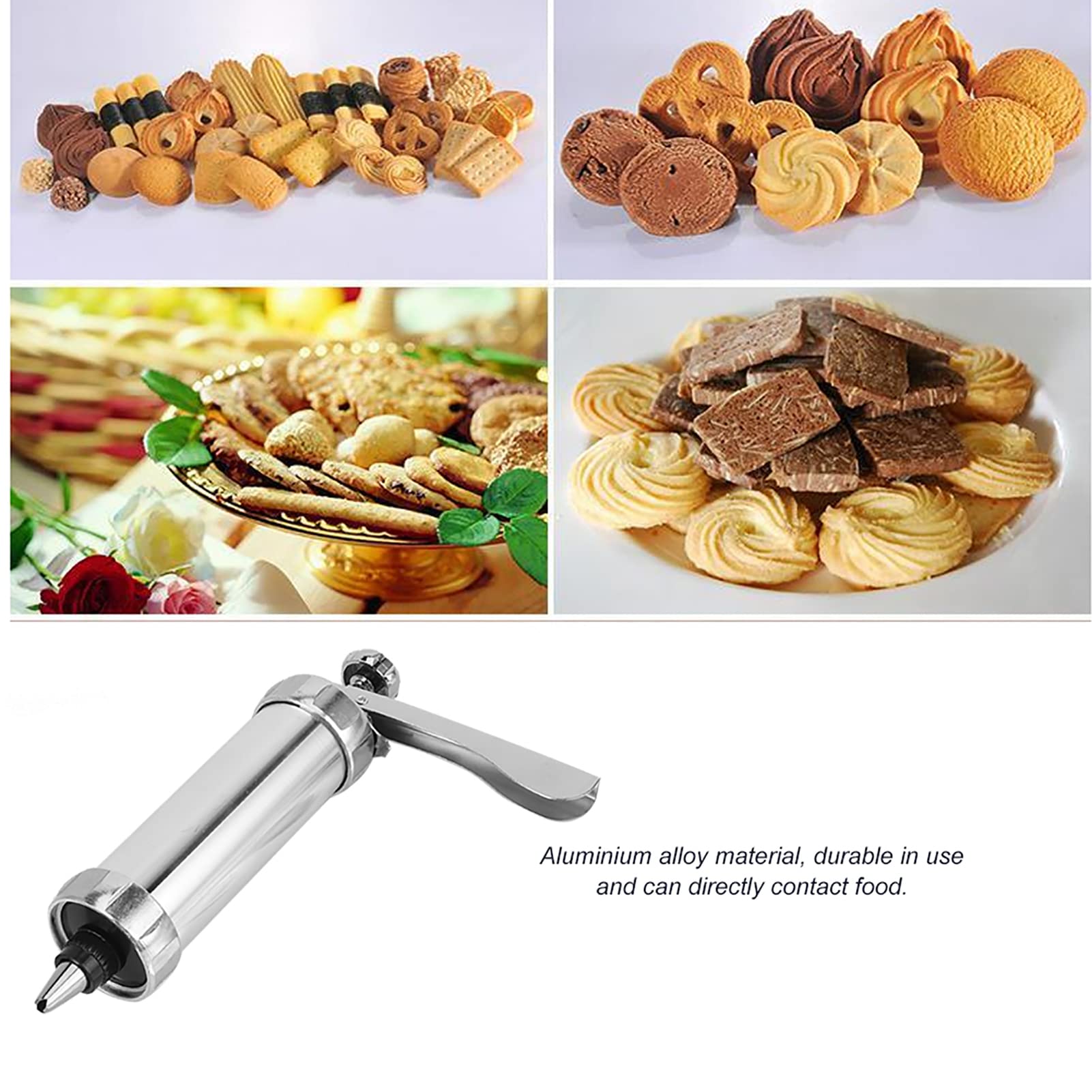 22-Piece Aluminum Alloy Cookie Press Set - Stainless Steel Biscuit Maker Kit for DIY Baking, Cookie Decorating & Cake Icing | Perfect for Christmas, Wedding & Party Dessert Making