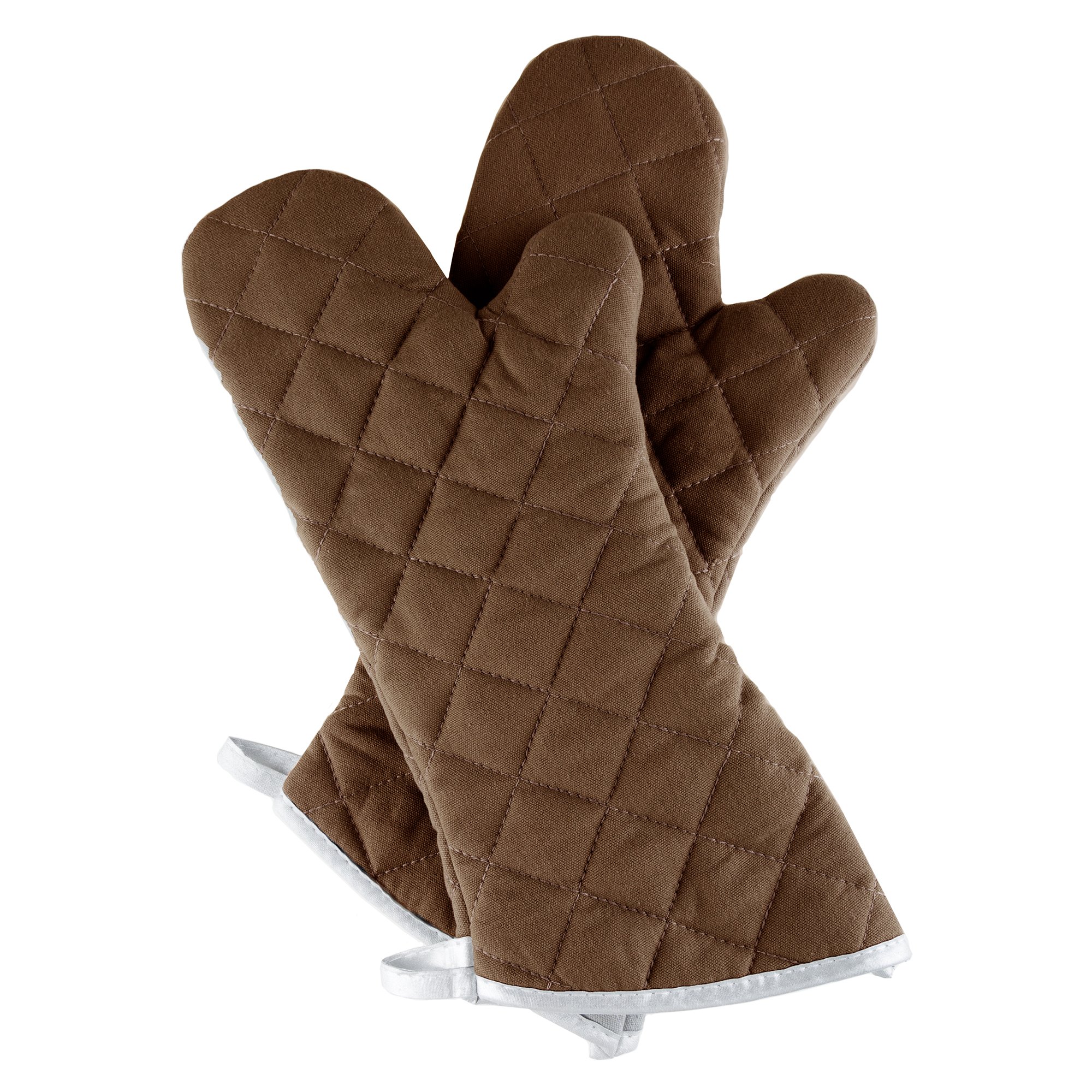 Premium Heat Resistant Oven Mitts Set of 2 - Extra Large Quilted Kitchen Gloves for Baking, Grilling & Cooking - Flame Proof Protection by Lavish Home (Chocolate Brown) - Perfect for BBQ, Baking Bread & Handling Hot Pots