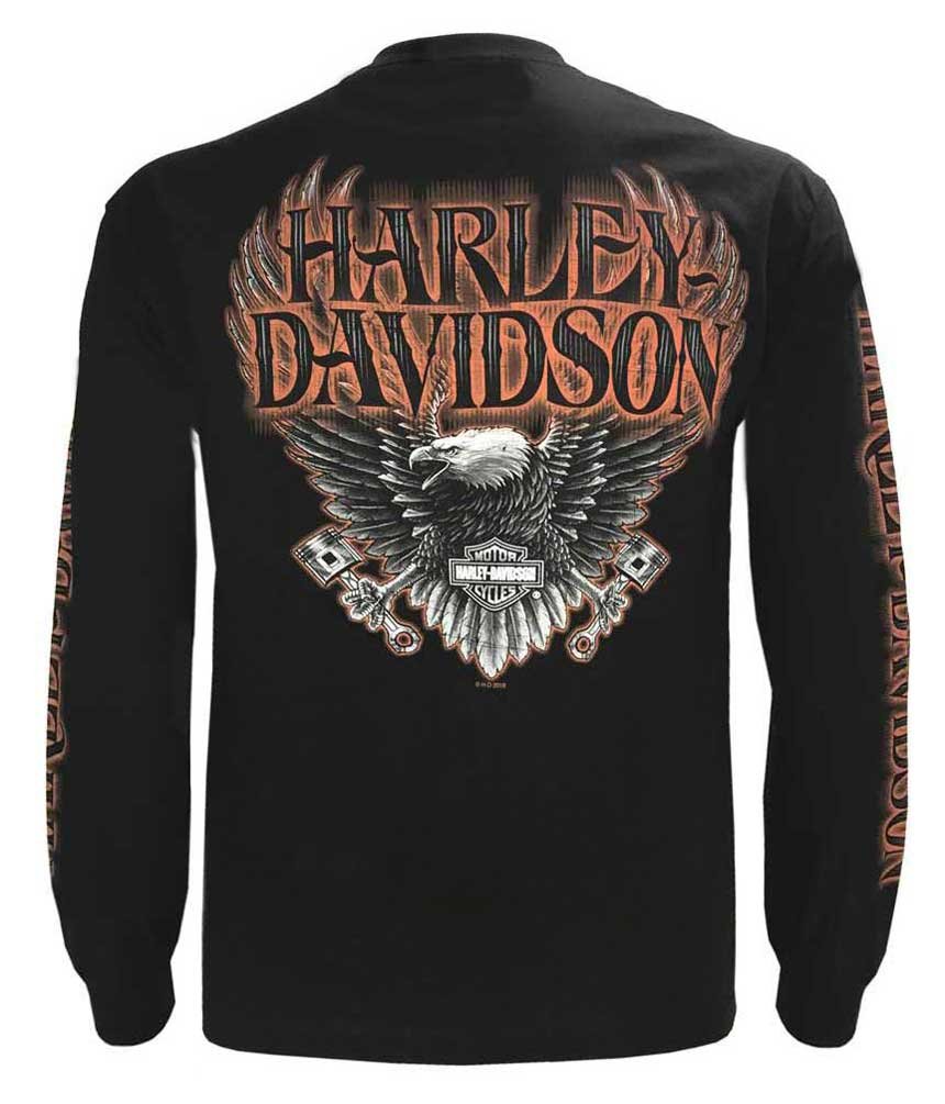 Harley-Davidson Men's Eagle Piston Graphic Long Sleeve Crew Neck T-Shirt - Black 30299947 | Motorcycle Riding, Casual Wear & Biker Lifestyle Apparel