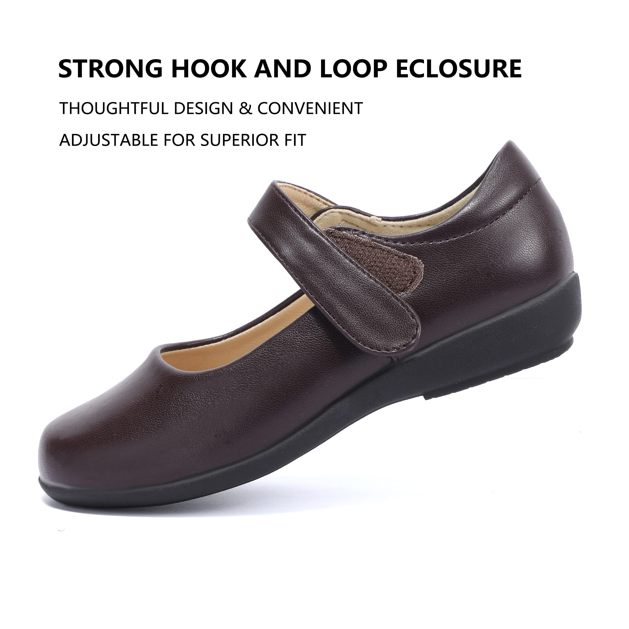 PANDANINJIA Girls Mary Jane School Shoes - Comfortable Flats for Toddler, Little & Big Kids - Perfect for Uniforms, Dress Up & Everyday Wear