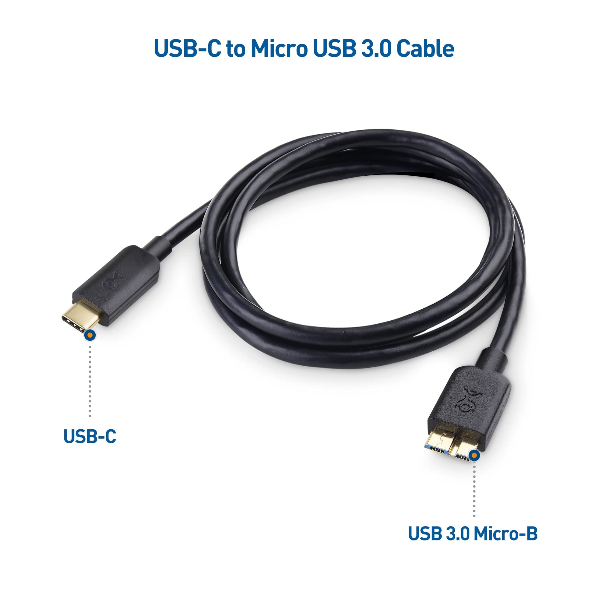 Premium USB C to Micro USB 3.0 Cable 3.3 ft - 10Gbps High-Speed Data Transfer Cable | USB C to Micro B 3.0 Adapter for Hard Drives, External SSDs & OTG Devices | Durable Black Nylon Braided Cord for PC, Mac, Android & Gaming Consoles