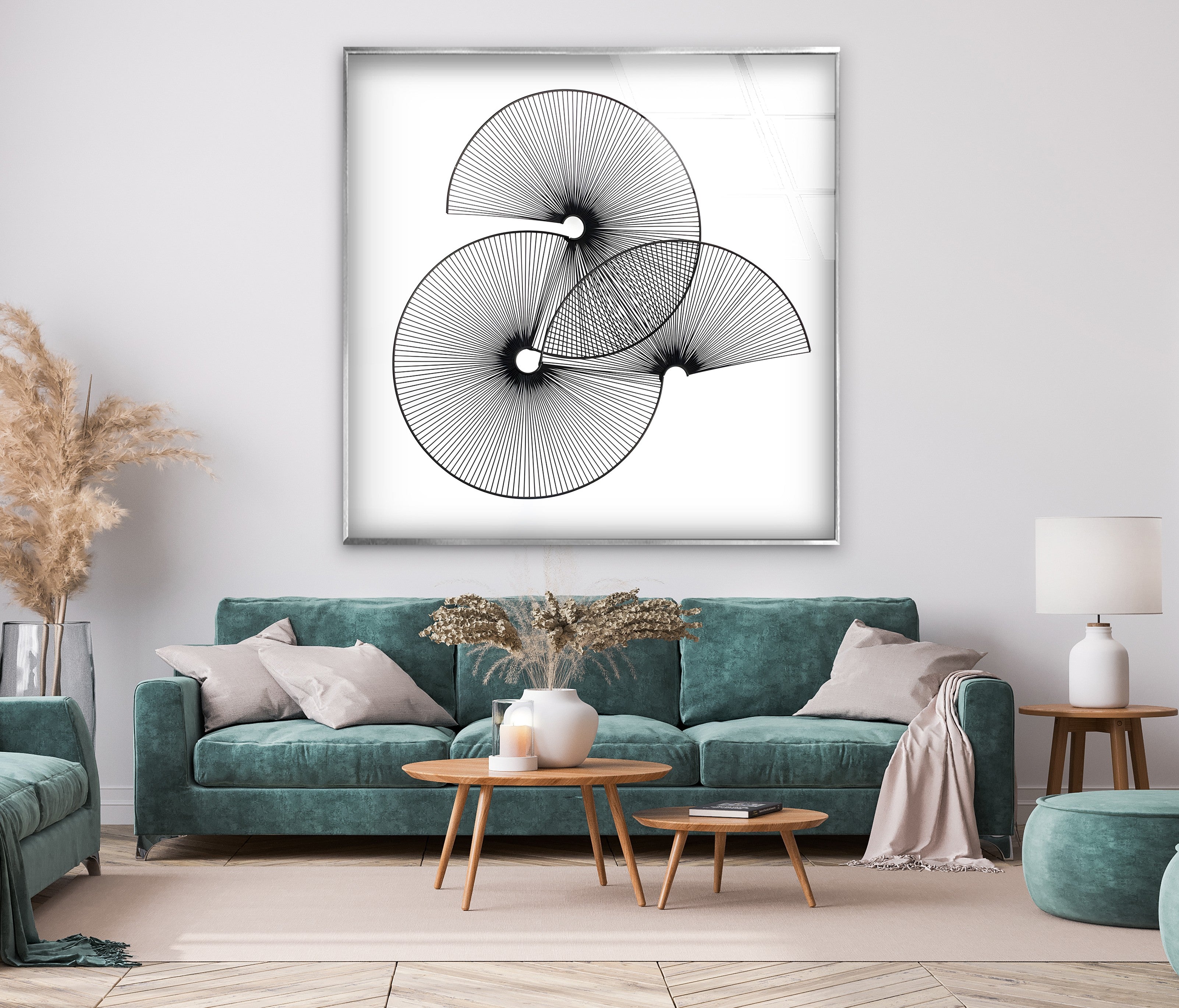 Abstract Geometric Circles Black & White Modern Art Print - Minimalist Wall Decor for Living Room, Office & Bedroom