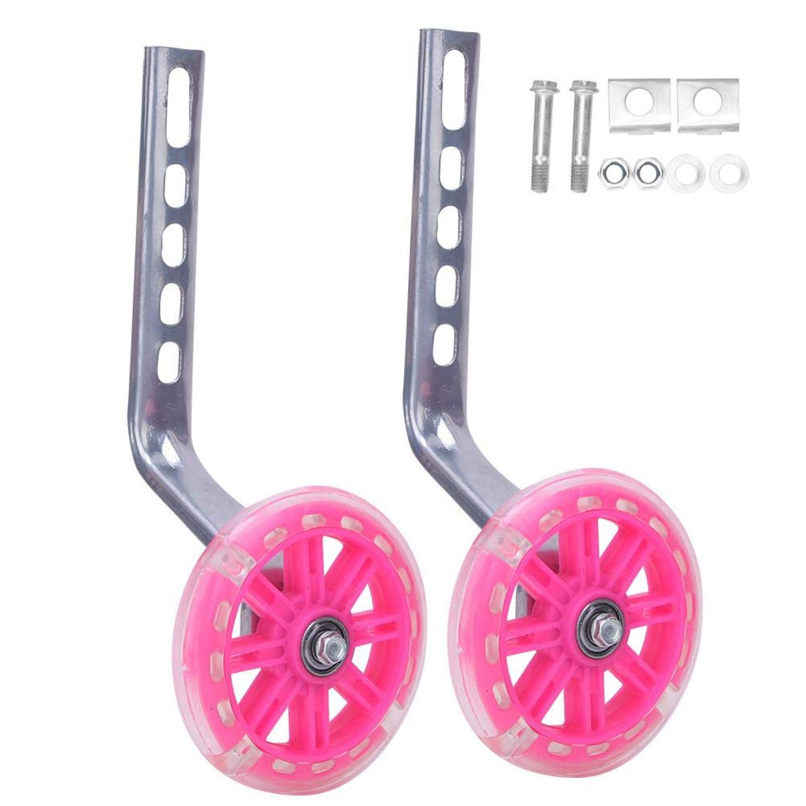 Pink Kids Bike Training Wheels - Sturdy Support Bracket Stabilizers for Toddler & Children's Bicycles | Outdoor Learning Bikes for Beginners | Perfect for First Ride Practice in Parks & Neighborhoods
