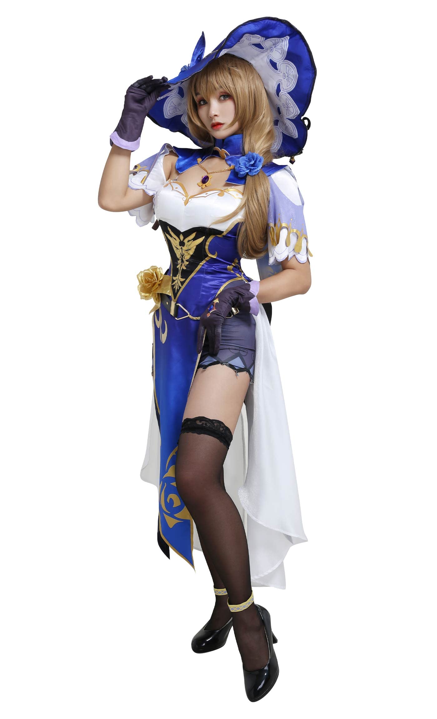 Women's Anime Witch Cosplay Costume Full Set with Hat & Stockings - Perfect for Halloween, Comic Con & Game Character Dress Up