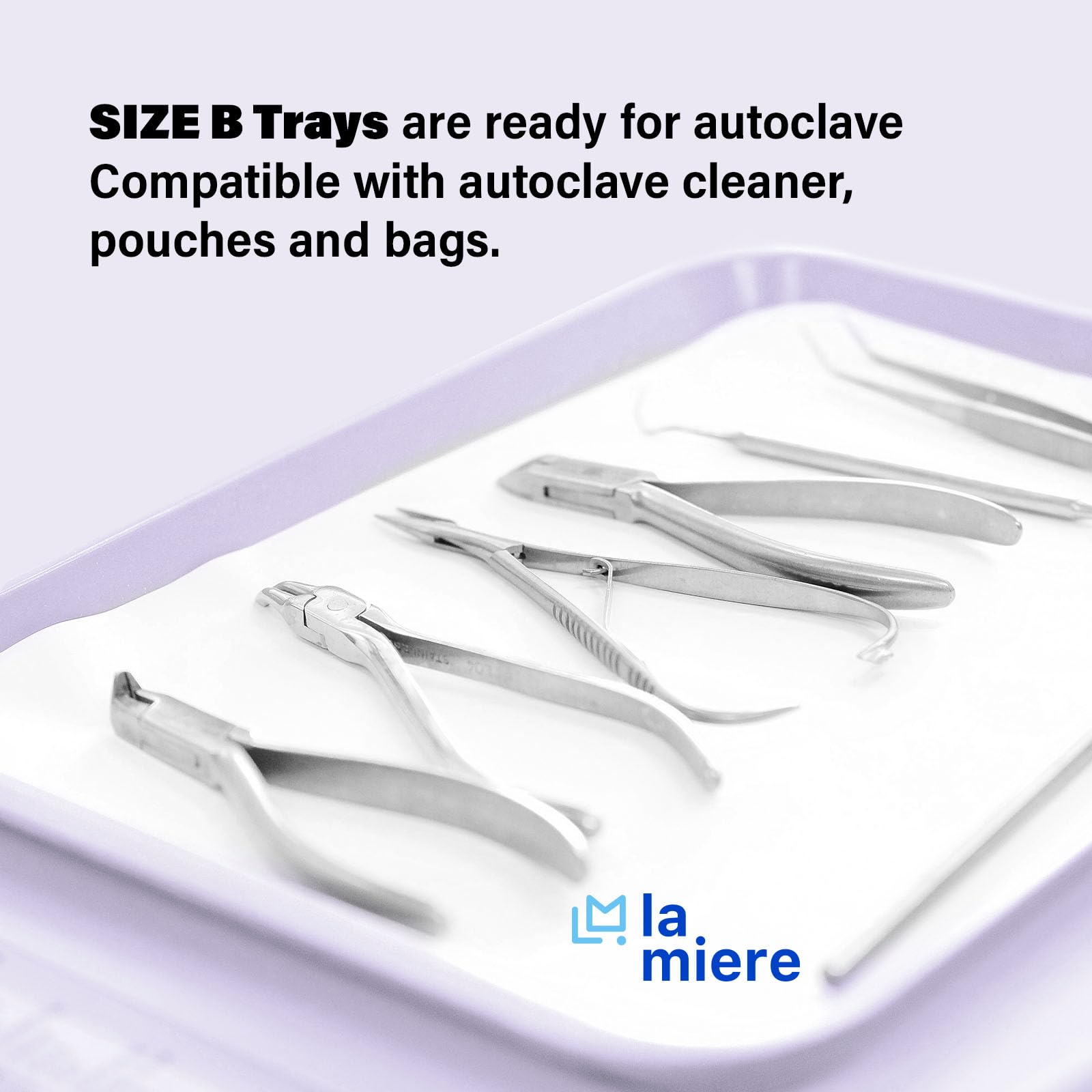 Autoclavable Dental Procedure Tray Set - Lockable B-Lok Flat Trays, Size B (13.25