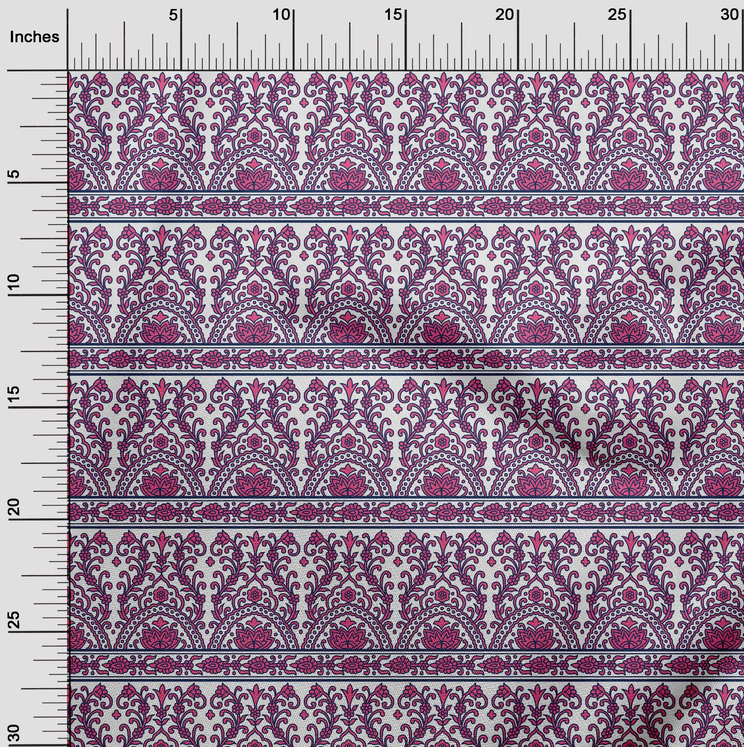 oneOone Viscose Chiffon Pink Fabric with Leaves & Floral Print - 42 Inch Wide Dress Material by The Yard | Perfect for Summer Dresses, Blouses, and DIY Sewing Projects
