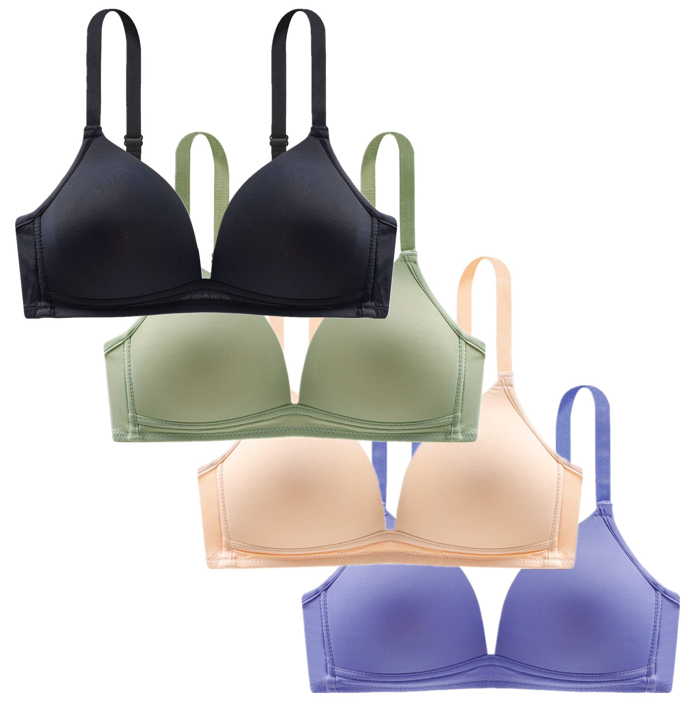 Girls Training Bras - Soft Triangle Cup Bralette with 4 Hook Closure for Comfort & Support | Perfect for First Bras, Sports & Everyday Wear