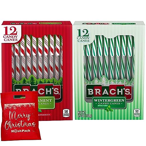 Wintergreen & Peppermint Candy Canes - 24 Individually Wrapped Bulk Christmas Candy Canes for Stocking Stuffers, Holiday Parties & Gift Exchanges - Perfect for Christmas Decorations, Office Treats & Festive Desserts