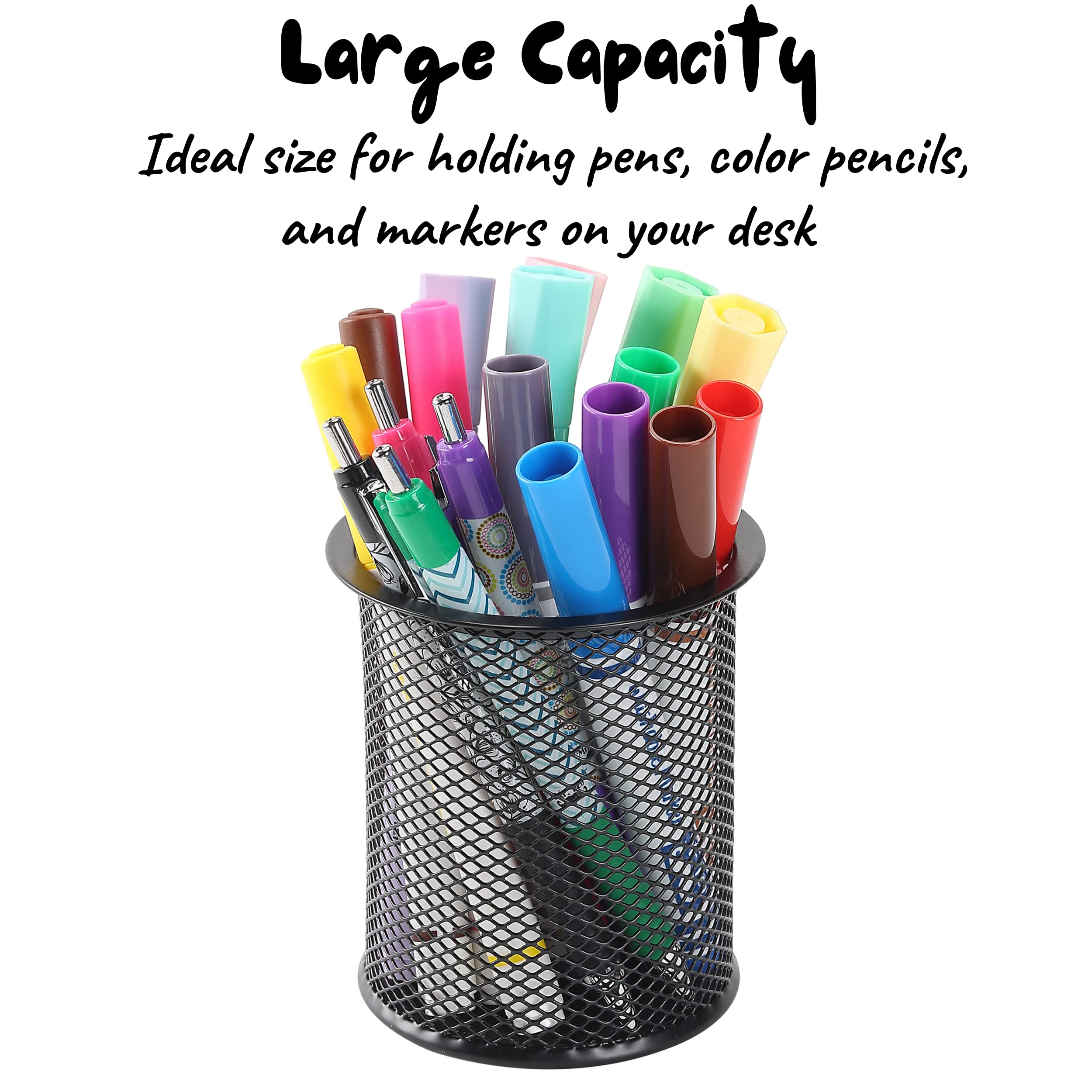Mr. Pen - 3 Pack Metal Mesh Pencil Cup Holder, Black Desk Organizer for Pens, Pencils & Office Supplies | Perfect for Home, Office & School Workspace Organization