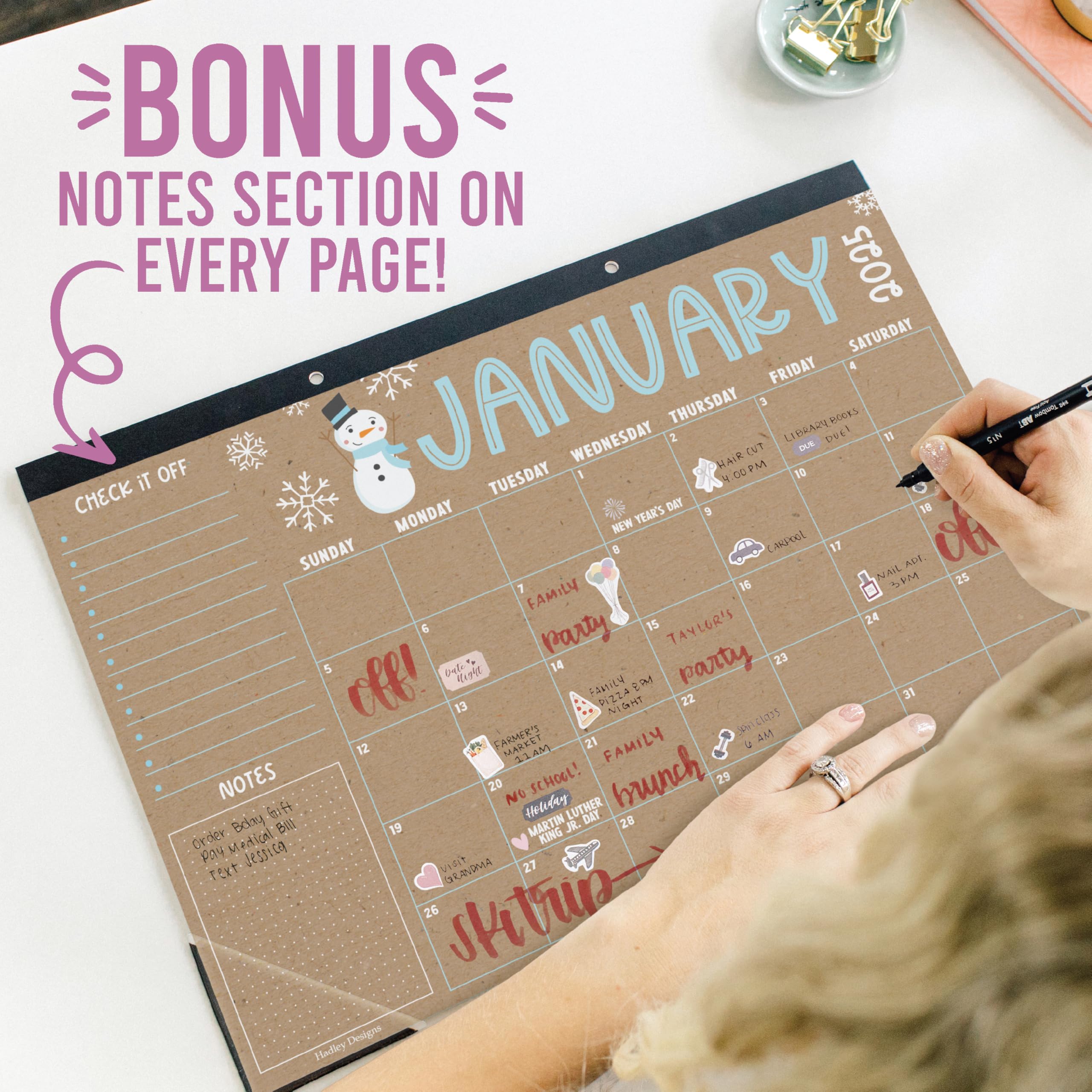 Hadley Designs Large 18-Month Desk Calendar 2025-2026 | 17