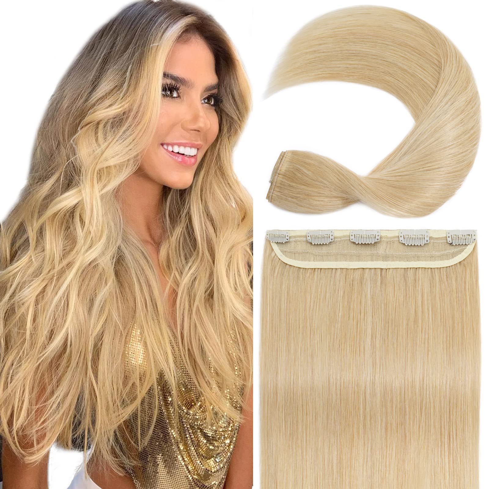 S-noilite 100% Real Human Hair Clip-in Extensions - 22