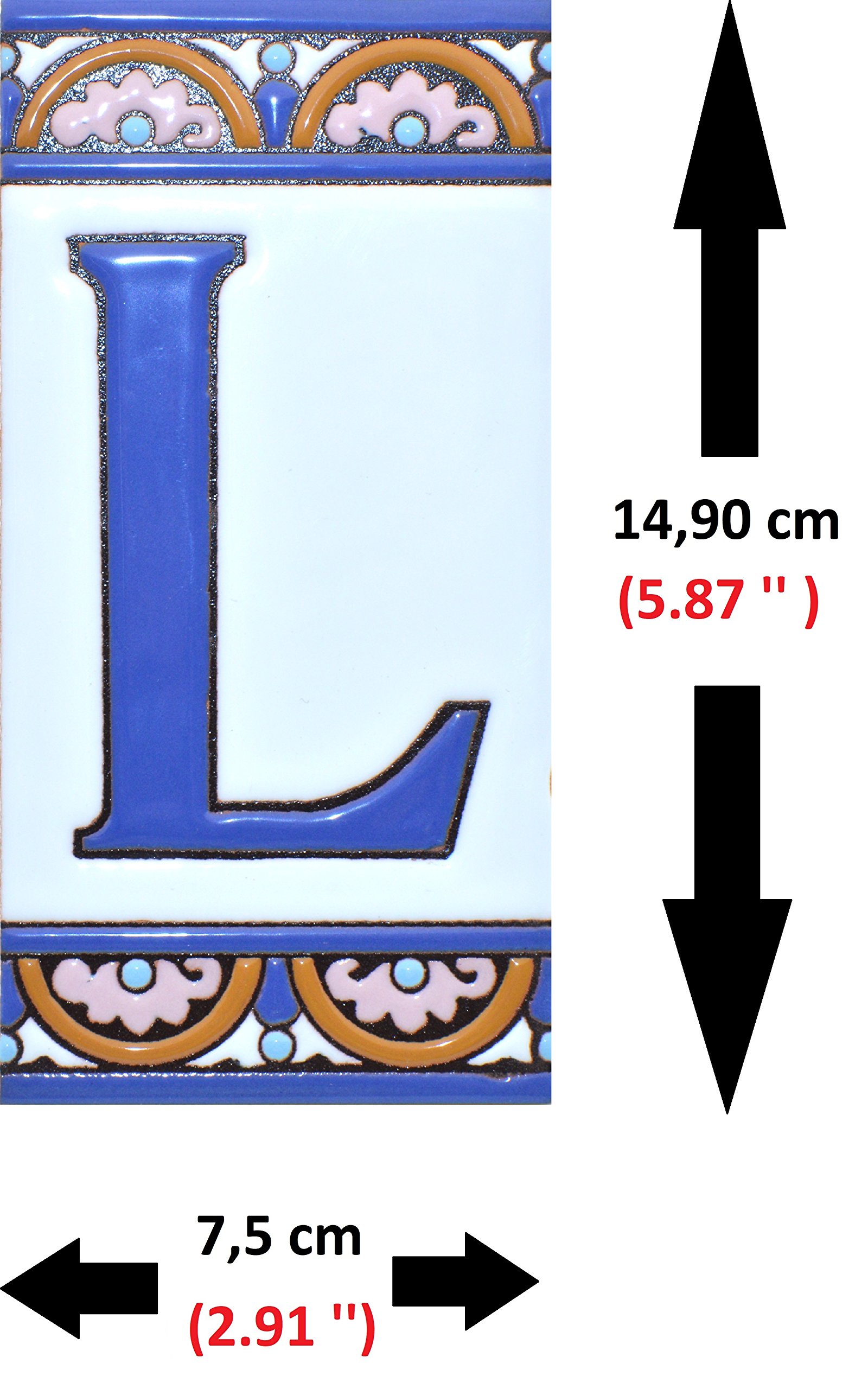6 Inch Handpainted House Letter Tiles - Custom Address Signs & Name Plaques for Home Decor - ARCO GRANDE Design 5.86