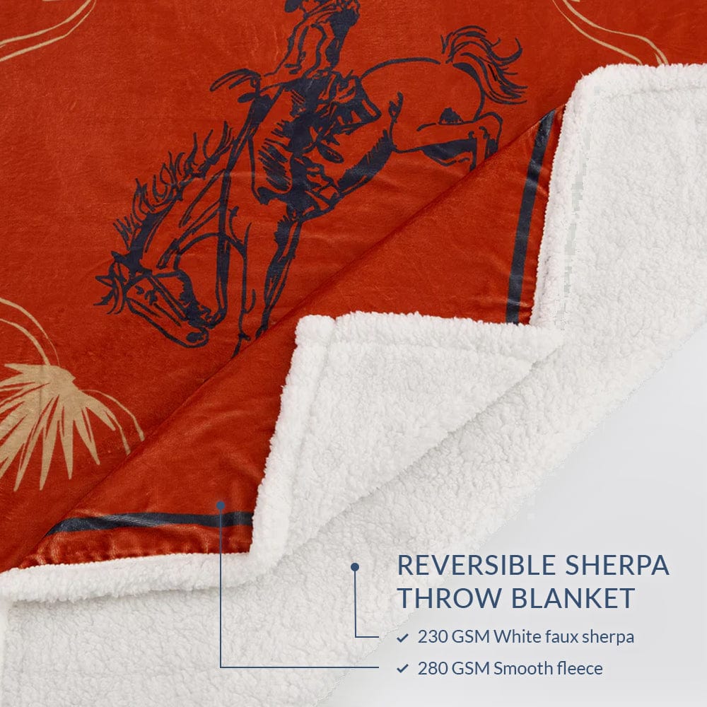 Cozy Marfa Campfire Sherpa Throw Blanket - Soft Flannel Fleece for Winter Warmth - Perfect for Camping, Home Decor, and Gift Giving