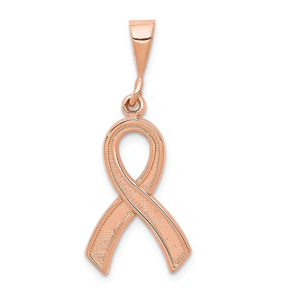 14K Rose Gold Awareness Ribbon Charm Pendant - Elegant Jewelry for Breast Cancer Support, Hope & Inspiration - Perfect for Necklaces, Bracelets & Gifts