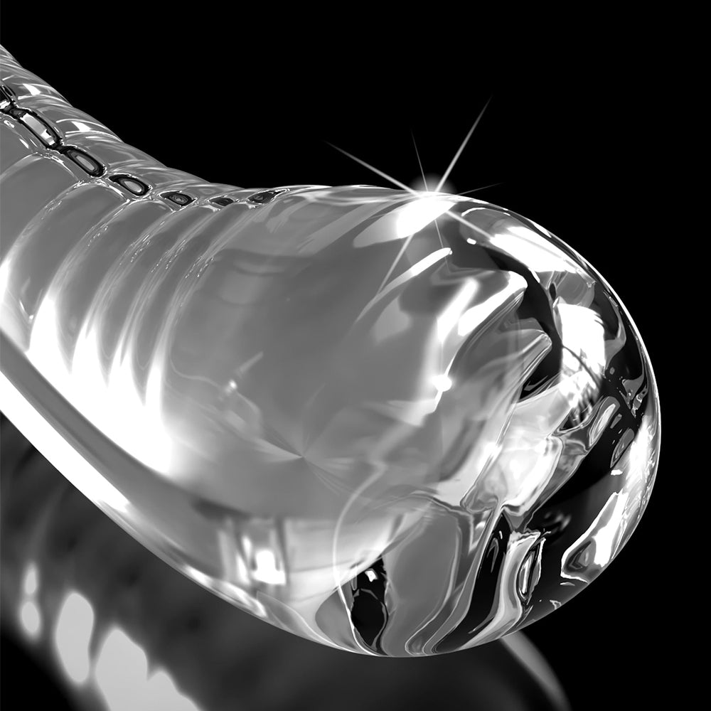Icicles No. 88 Ridged Curved Glass G-Spot Wand with Suction Cup - Premium Adult Toy for Couples & Solo Play - Perfect for Sensual Massage & Intimate Exploration