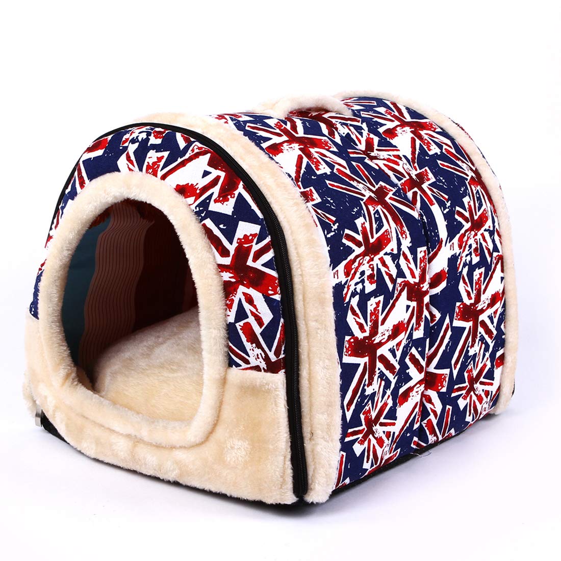Soft Warm Indoor Dog House & Cat Cave - Portable Foldable Pet Bed with Washable Removable Cushion for Small Dogs & Cats | Cozy Outdoor Igloo Shelter for Home, Travel & Camping Use