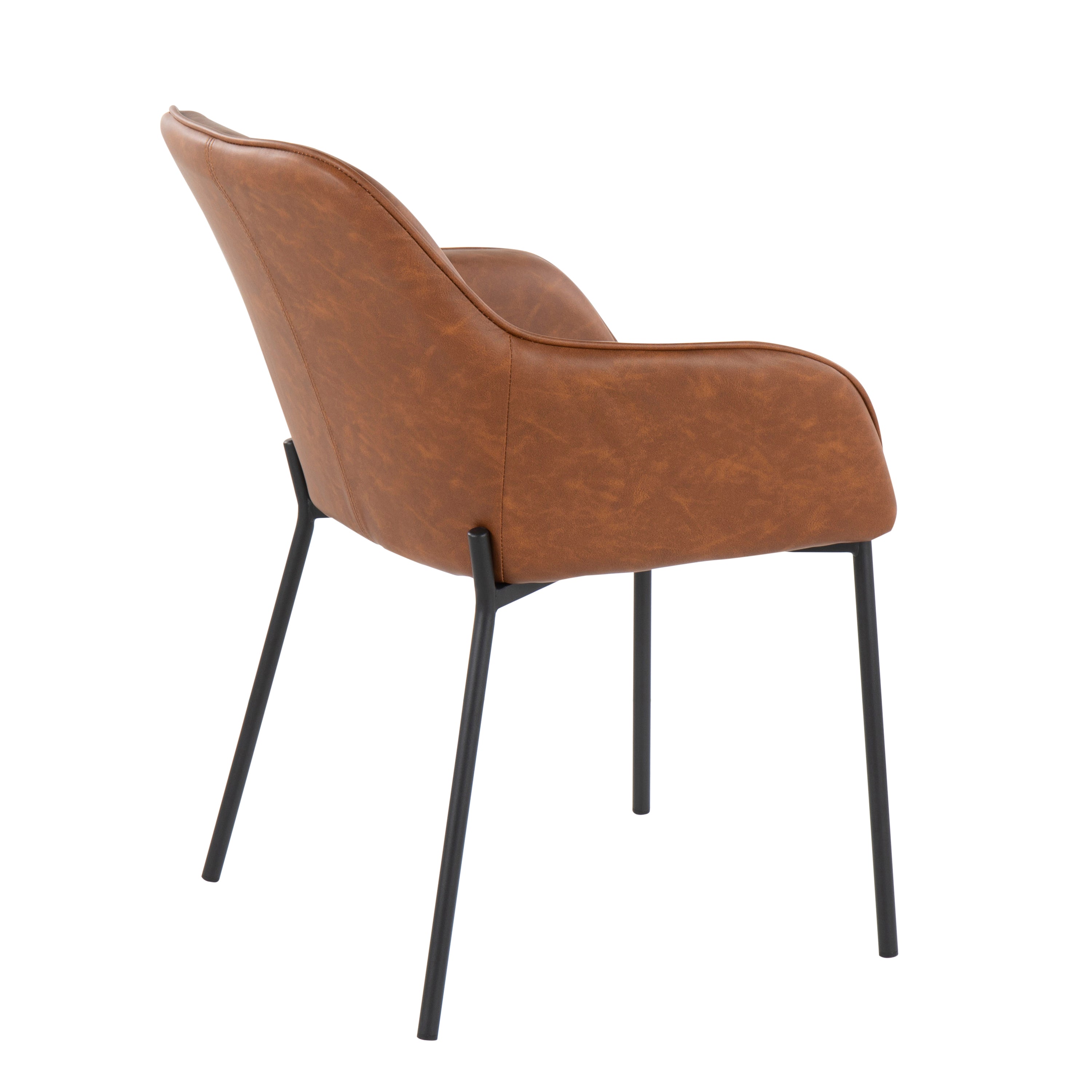 LumiSource Daniella Modern Dining Chairs - Set of 2 Black Metal Frame with Faux Leather Upholstery | Mid-Century Style Kitchen & Dining Room Furniture for Home, Restaurant, and Office Use