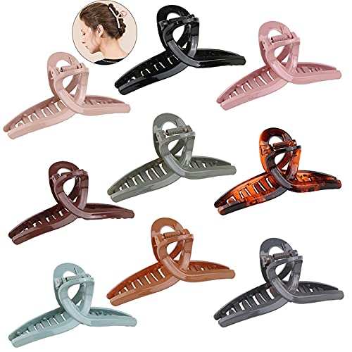 Elegant Acrylic Hair Claw Clips for Women & Girls - 9PCS Non-Slip Hair Barrettes & Jaw Clips - Perfect for Updos, Ponytails & Everyday Hairstyles