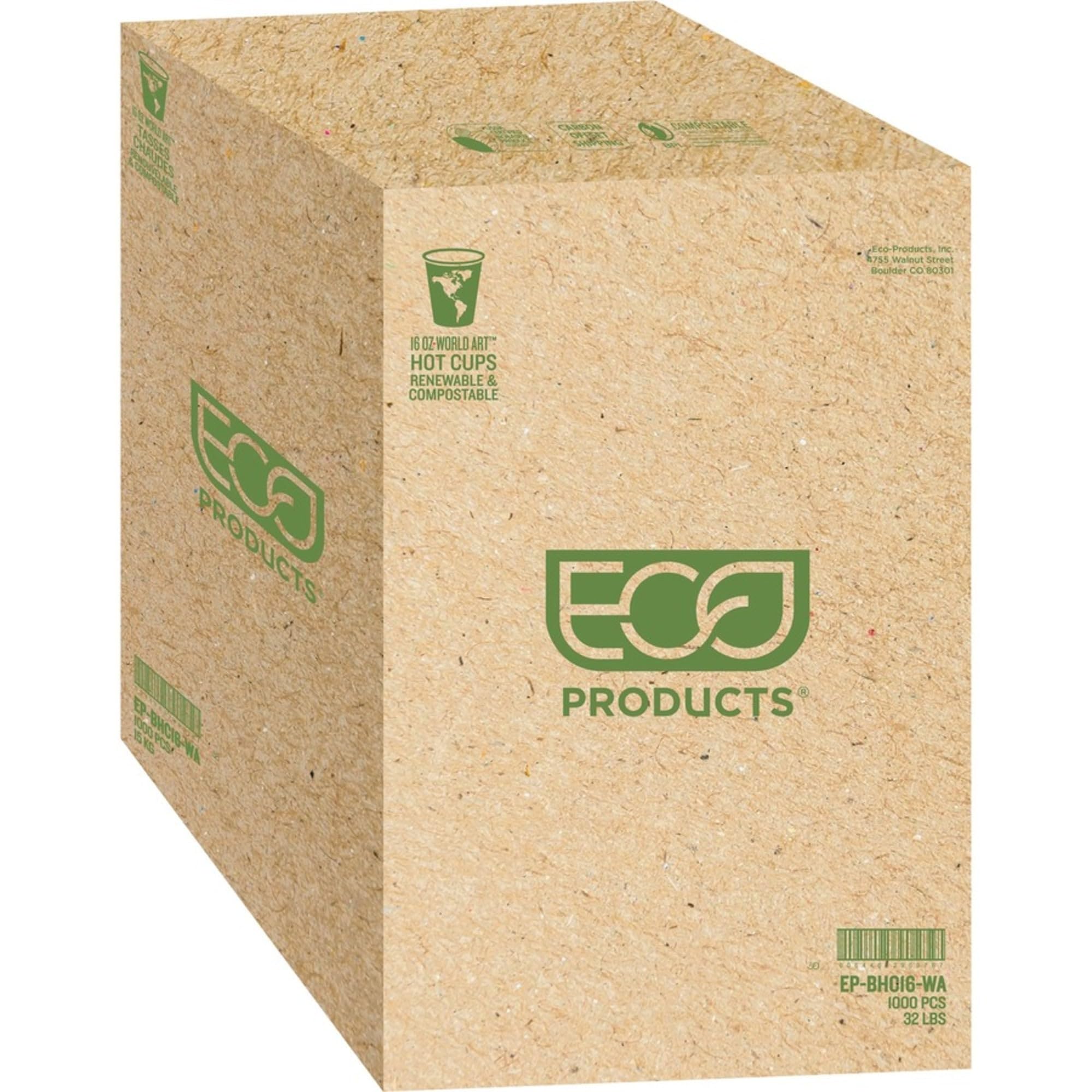 Eco-Friendly 16 Oz Hot Beverage Cups - Biodegradable & Compostable Green Coffee Cups, Case of 1000 - Perfect for Coffee Shops, Offices & Eco-Conscious Events