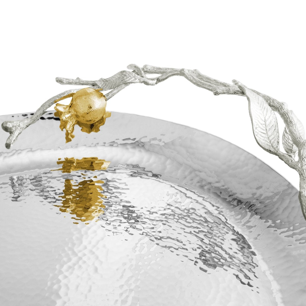 Elegant Pomegranate Silver & Gold Oval Tray - Perfect for Home Decor, Gift Giving & Holiday Table Setting