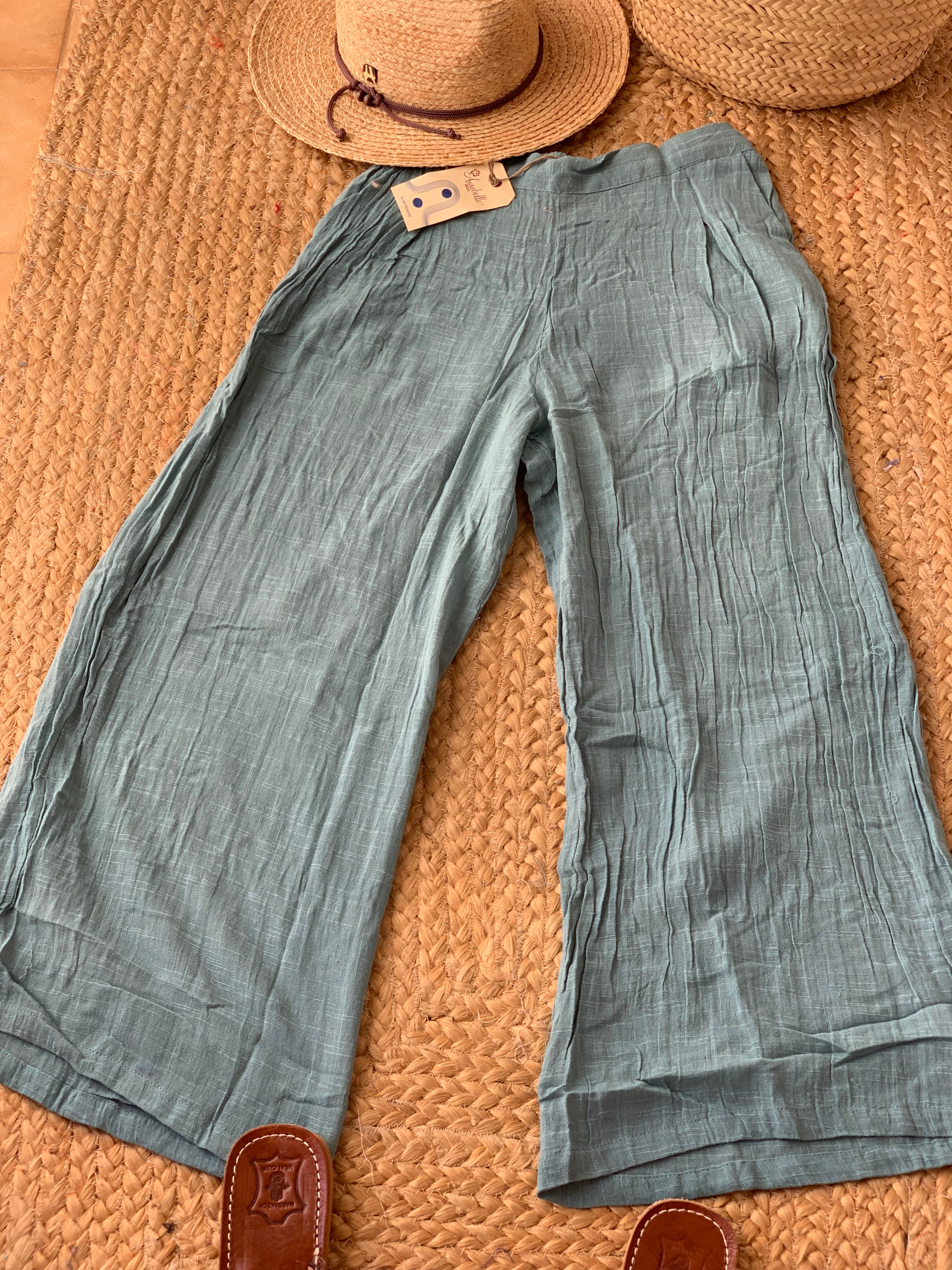 Stylish Turquoise Flat Front Trousers for Women - Comfortable & Trendy Casual Pants for Work, Office & Everyday Wear
