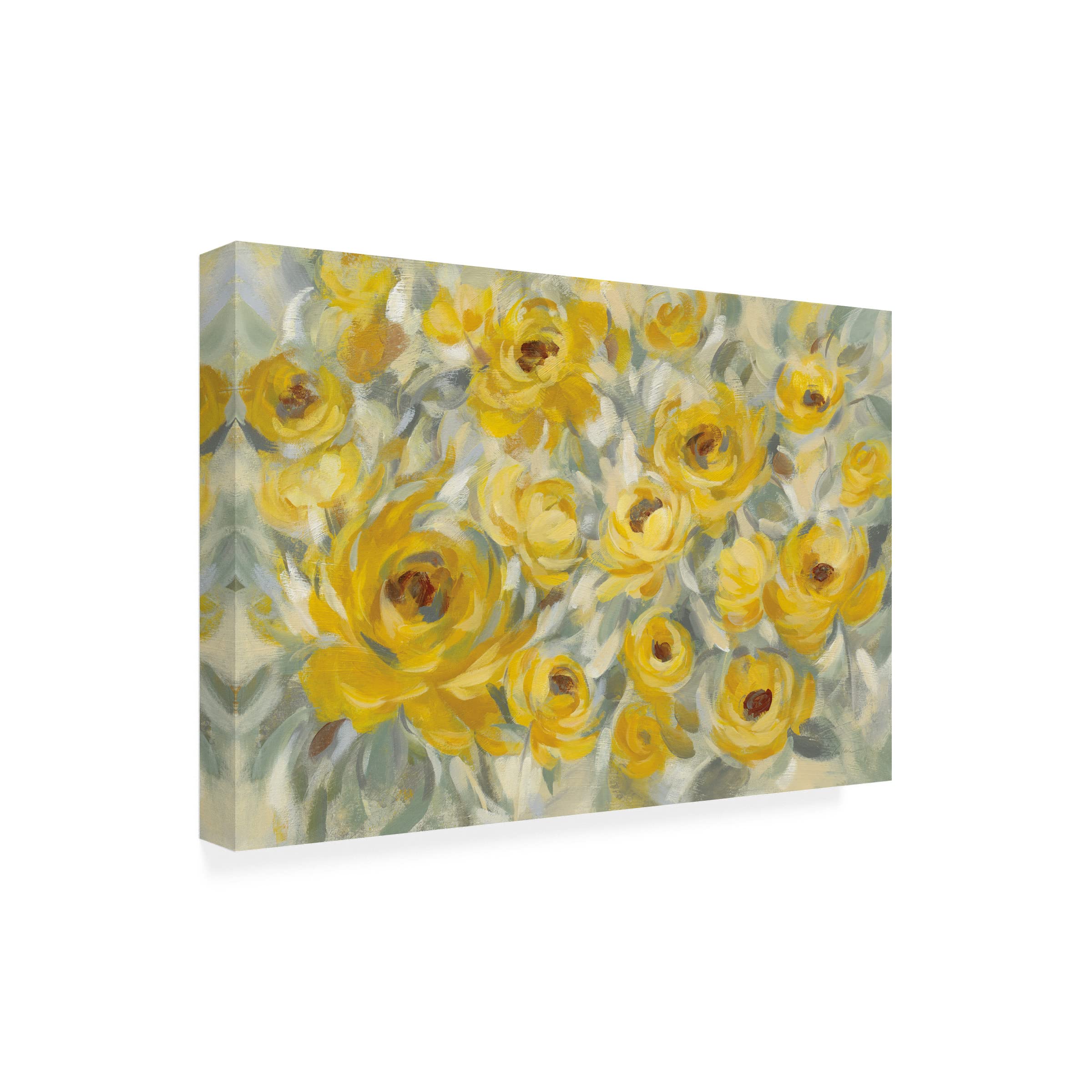 Silvia Vassileva 'Yellow Roses' Floral Canvas Wall Art - Handmade Oil Painting Reproduction for Living Room, Bedroom & Office Decor