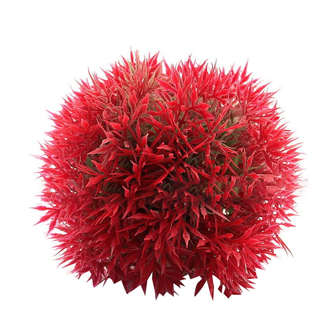 Green & Red Artificial Grass Ball Aquarium Plants - Plastic Water Plants Decor for Fish Tank, Aquascaping & Home Decoration | Perfect for Betta Tanks, Shrimp Habitats & Aquatic Environments