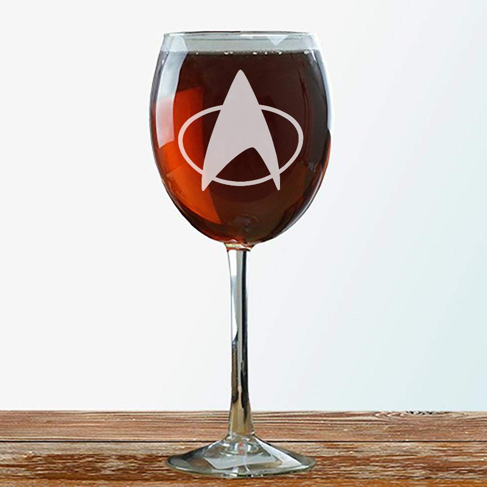Star Trek The Next Generation Delta Logo Laser Engraved Wine Glass - Perfect for Sci-Fi Fans, Collectibles, and Gift Giving
