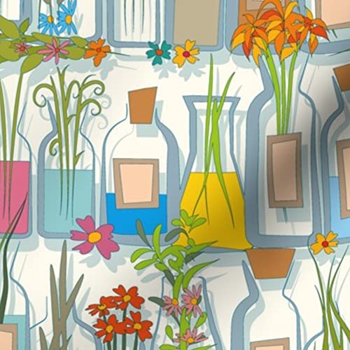 Botanical Bottles Aromatherapy Nature Printed Minky Fabric by The Yard - Soft Plush Fabric for Sewing Baby Blankets, Quilt Backing & Home Decor (Spoonflower Premium Fabric)