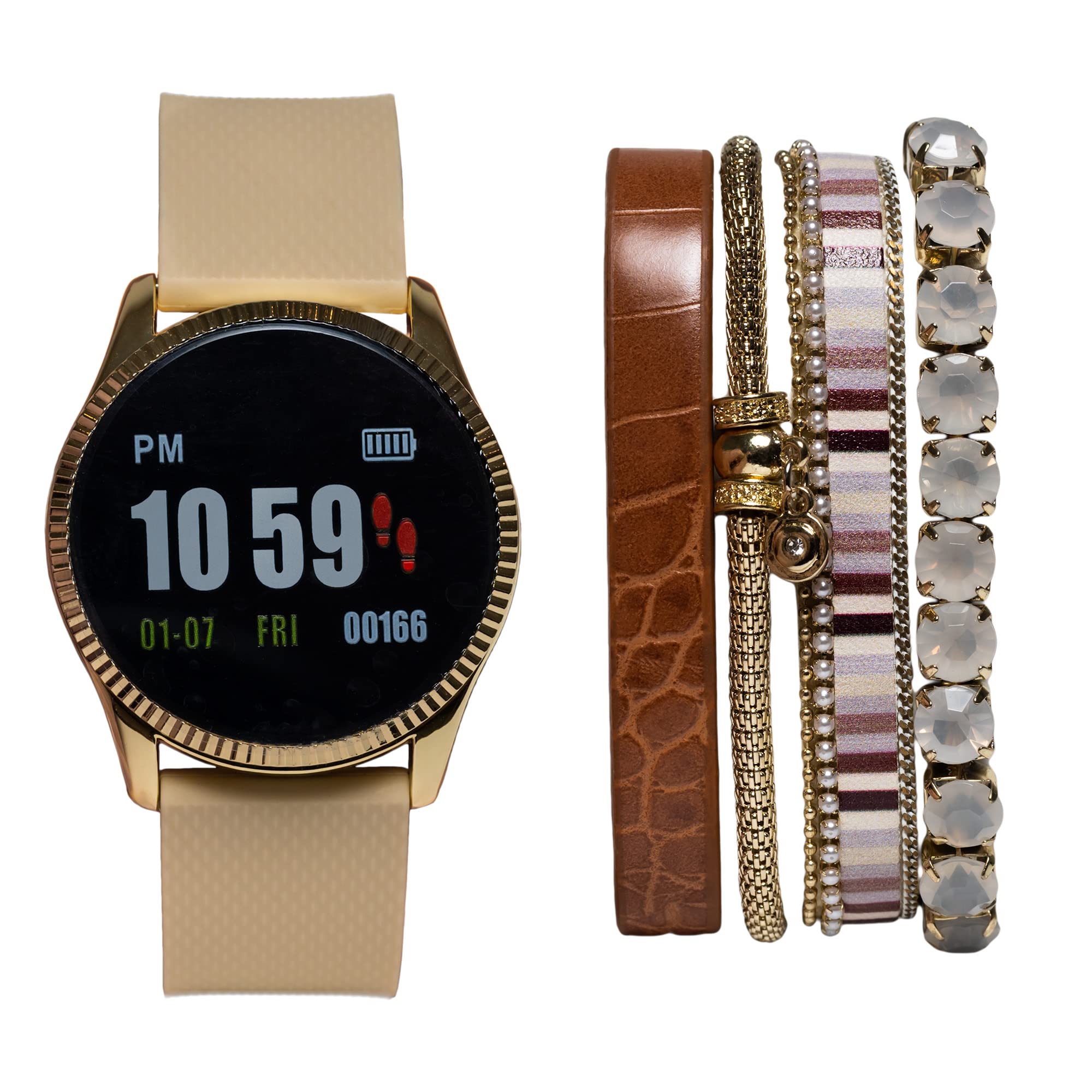 Beverly Hills Polo Club Women's Fashion Smart Watch with 4 Bracelets Gift Set - Fitness Tracker, Heart Rate Monitor - Perfect for Workouts, Office & Everyday Wear