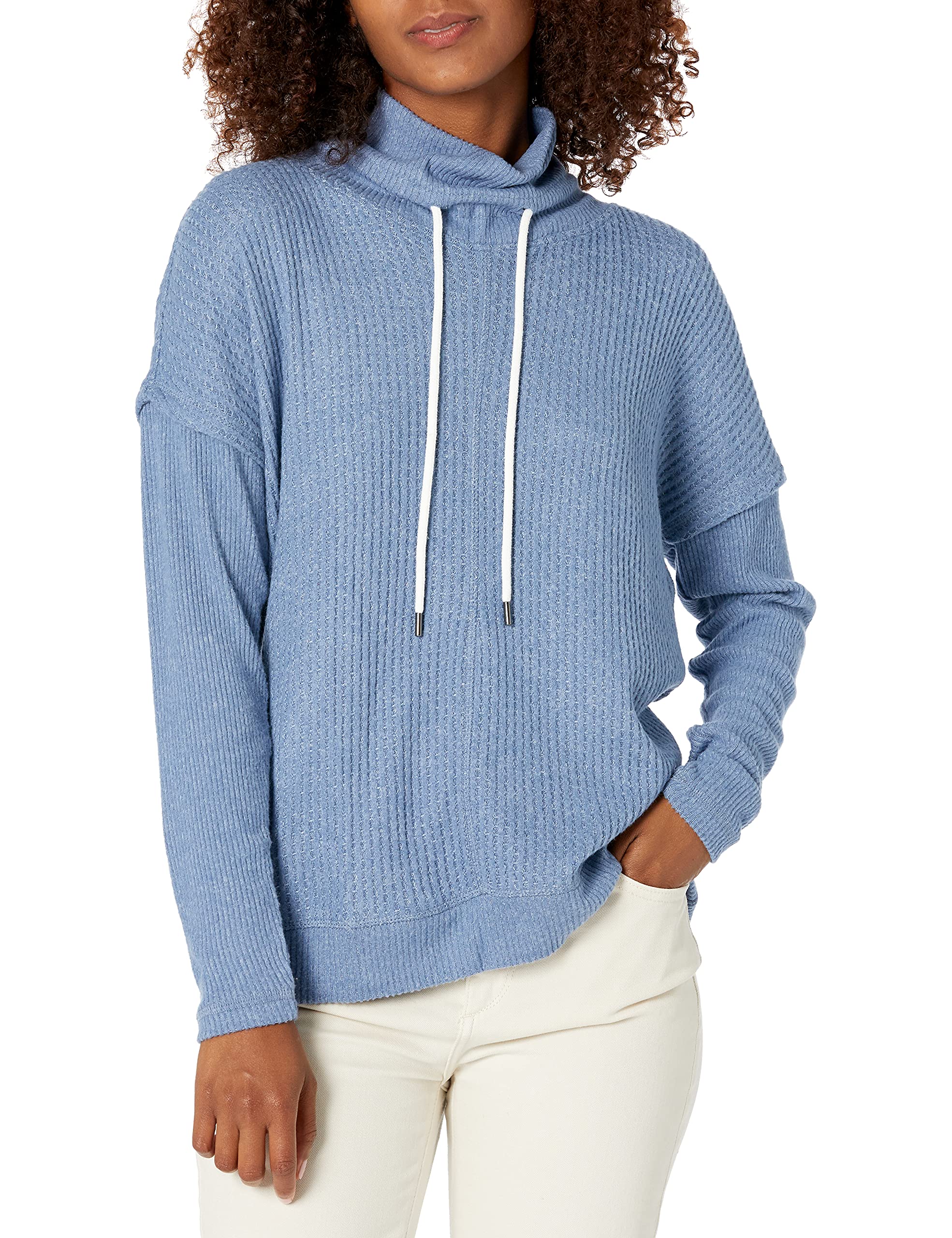 Tribal Women's Long Sleeve Funnel Neck Ribbed Blouse - Stylish Casual & Work Tops for Fall & Winter Fashion