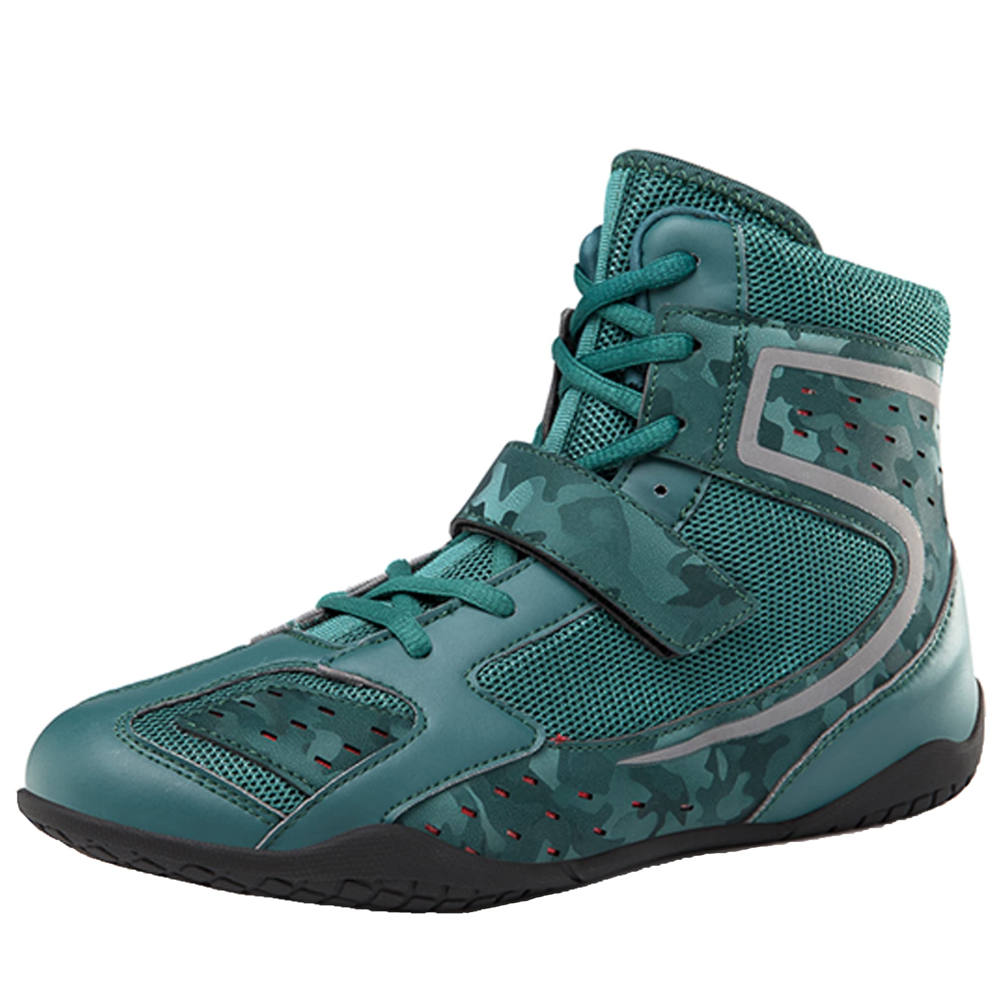 Men's High-Top Wrestling Boots - Lightweight Boxing & Weightlifting Shoes for Training & Competition - Non-Slip Sanda Martial Arts Shoes (Green, Size 10) - Perfect for MMA, Gym Workouts & Combat Sports