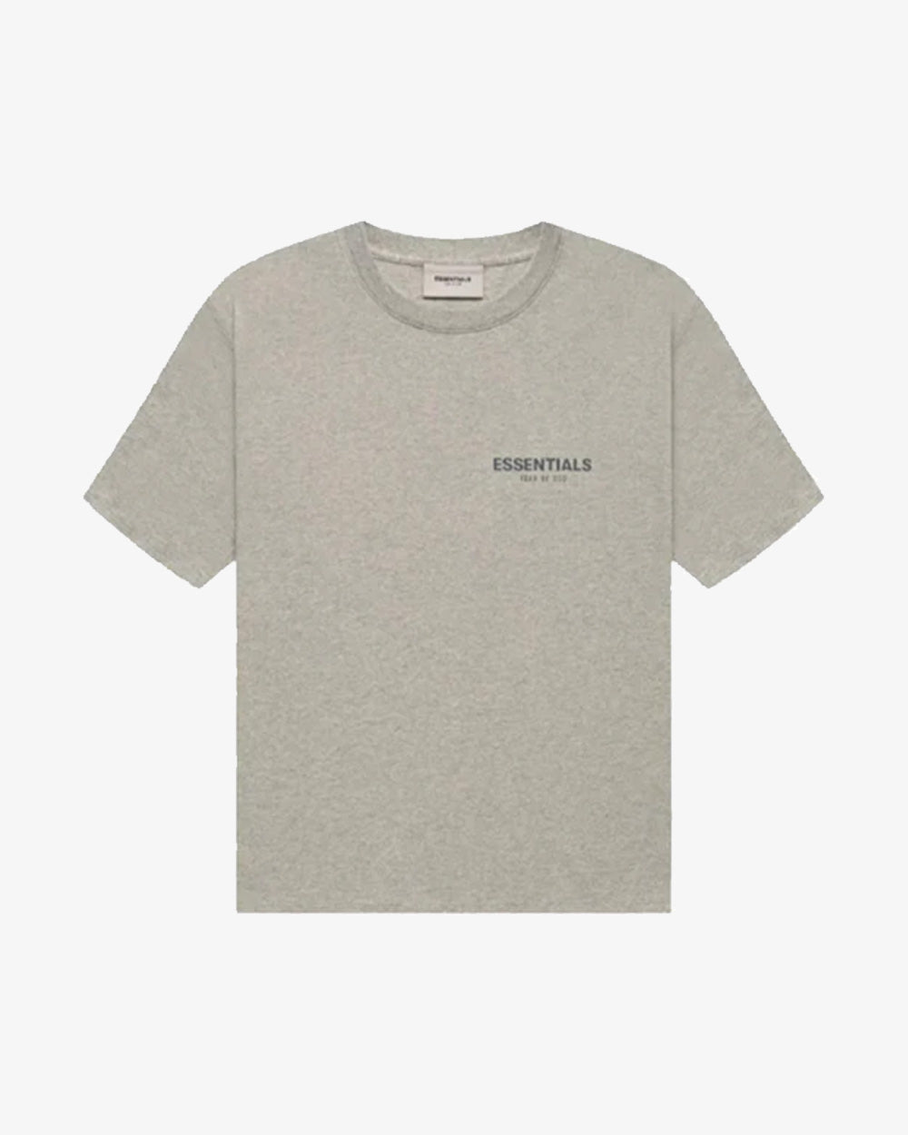 FOG ESSENTIALS FW21 Heather Oatmeal Reflective Logo T-Shirt - Men's Casual Streetwear Tee for Everyday Wear & Urban Fashion