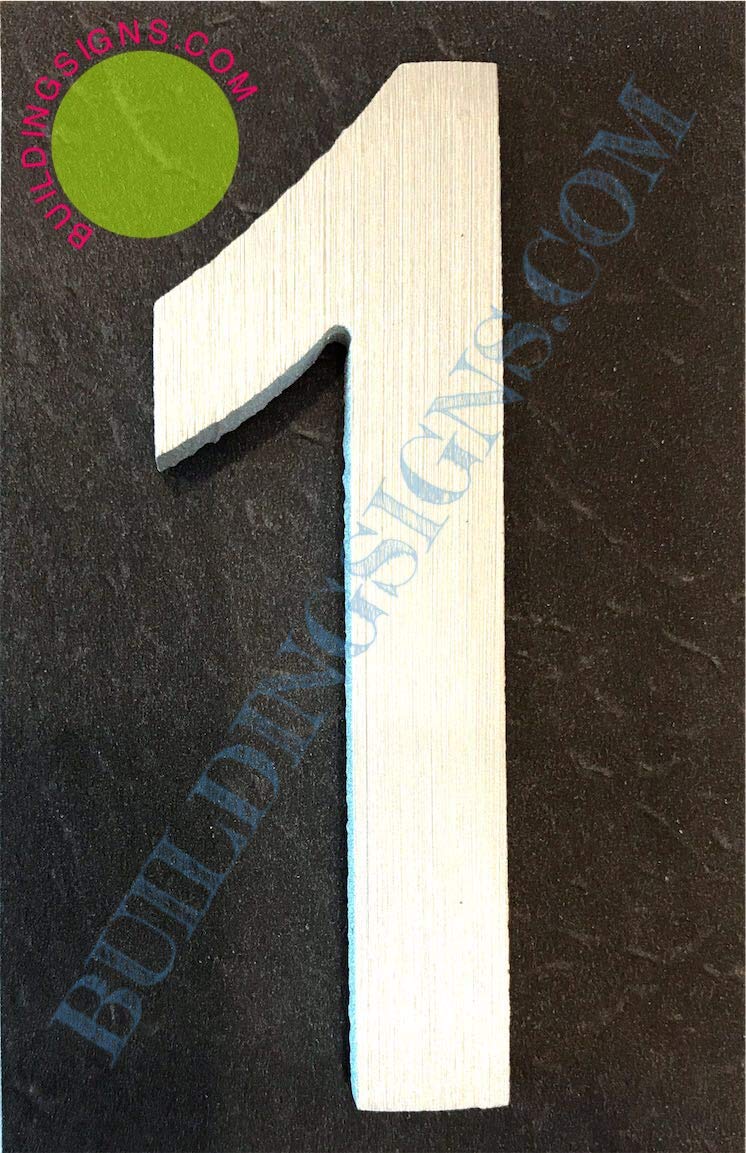 Elegant Aluminum Number 1 Door Sign - Rust-Free, Double-Sided Tape, 2.75 Inch (Brushed Silver) - Perfect for Home, Office, or Apartment Door Decoration