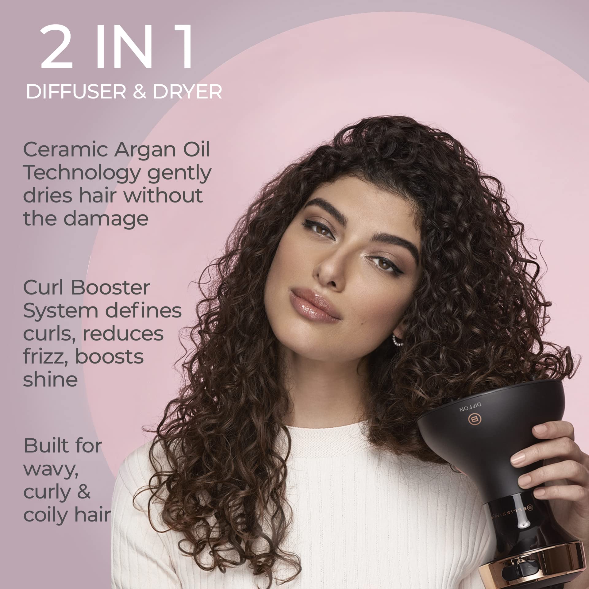 Ceramic Hair Diffuser for Curly Hair - Lightweight Hair Dryer Attachment with Argan Oil (DF1 5000) - Perfect for Salon & Home Styling, Travel-Friendly Hair Care Accessory
