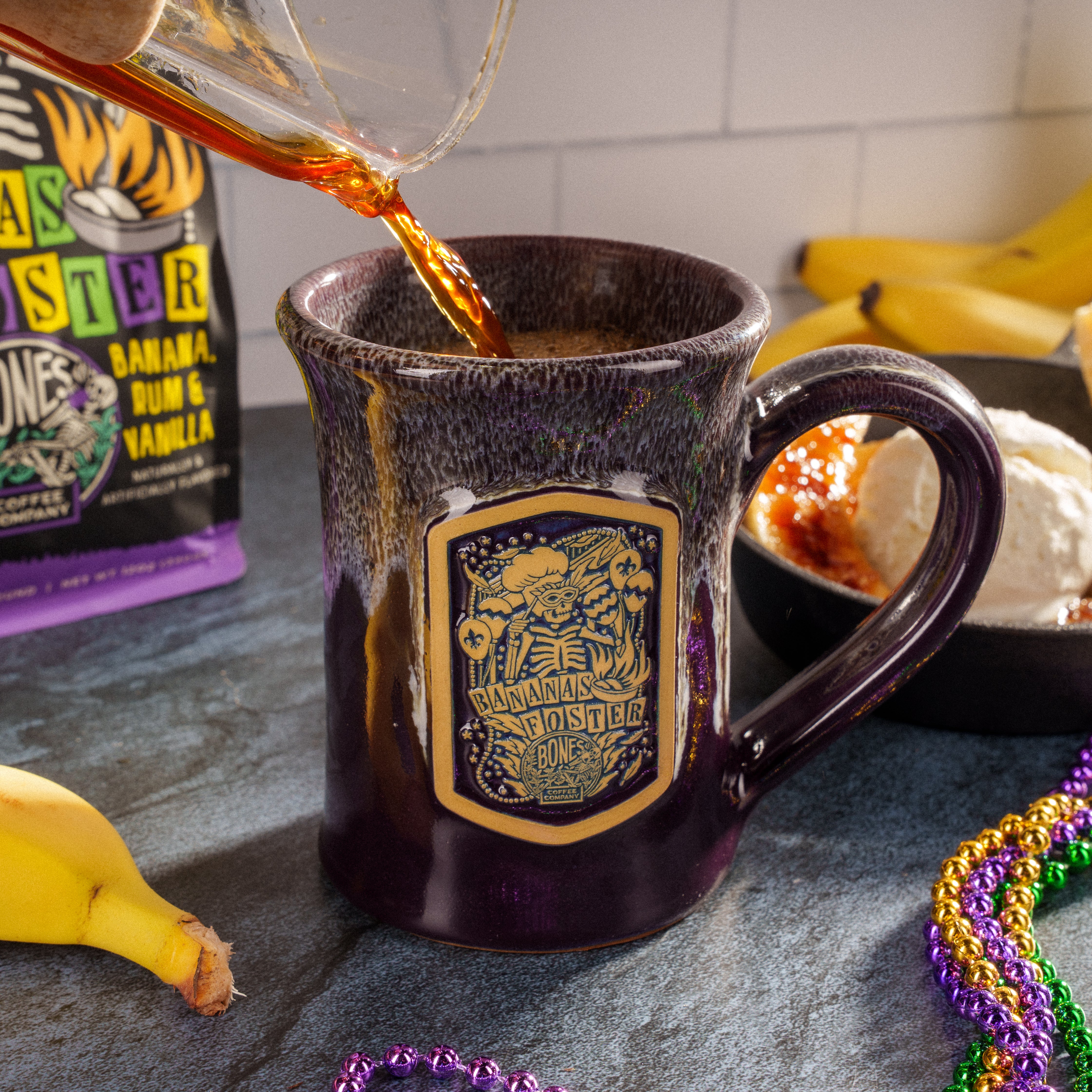 Handcrafted Bananas Foster Ceramic Mug - Perfect for Coffee, Tea & Hot Chocolate - Ideal for Home, Office & Gifts