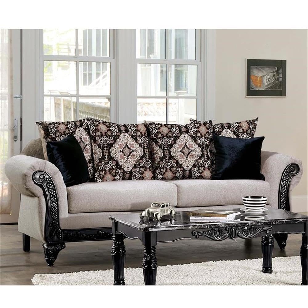 Nantz Traditional Chenille Upholstered Sofa in Light Brown - Comfortable Living Room Furniture for Home & Office | Perfect for Lounging, Entertaining & Relaxation