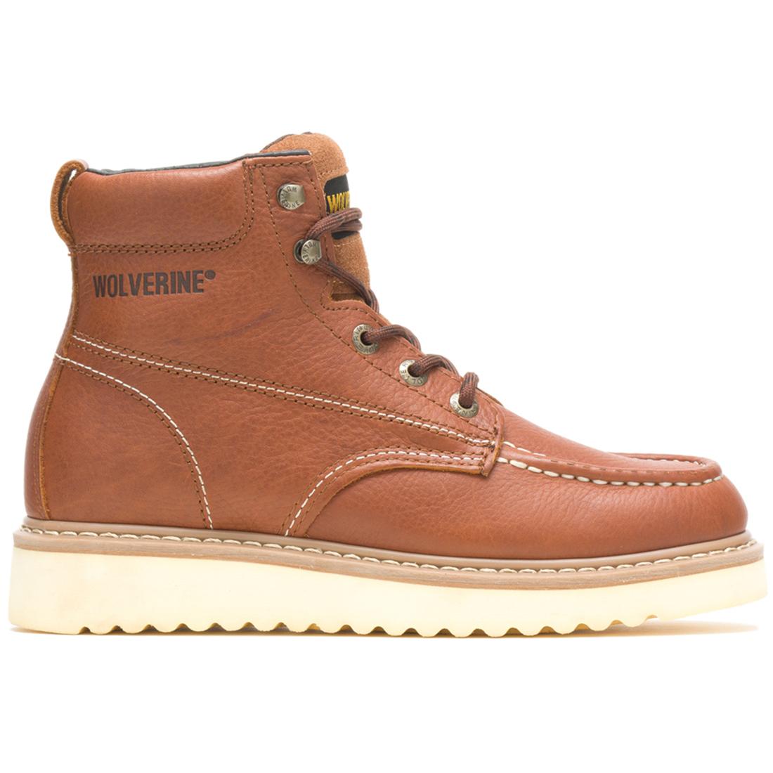 Moc Toe 6-Inch Steel Toe EH Safety Work Boots for Men - Tan Leather Construction Work Boots - Ideal for Construction, Warehouse & Industrial Work