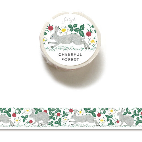Cheerful Forest Rabbit Washi Tape - Decorative Japanese Paper Tape for Scrapbooking, Journaling, Gift Wrapping & DIY Crafts
