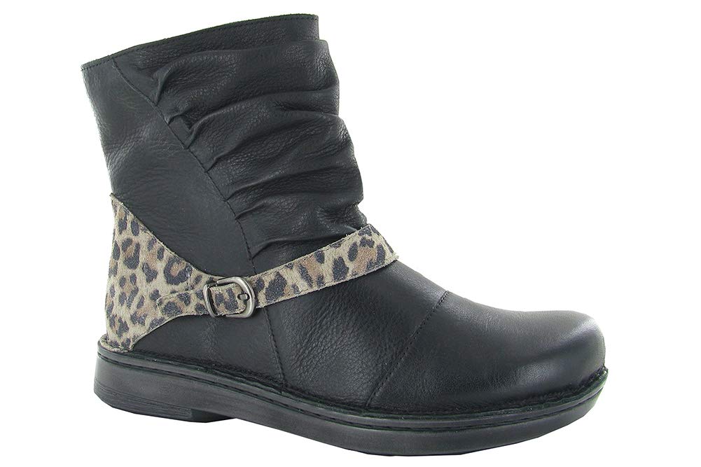 NAOT Women's Lorca Boot - Soft Black Leather & Cheetah Suede - Comfortable Ankle Boots for Women - Size 9 W US - Perfect for Casual Wear, Office & Outdoor Activities