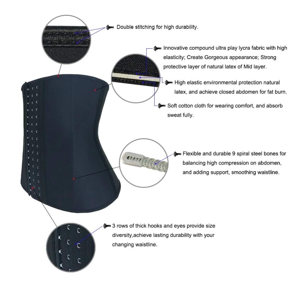 Women's 100% Latex Waist Trainer Corset - Adjustable Waist Cincher for Weight Loss & Body Shaping | High Compression Slimming Belt for Tummy Control | Perfect for Workouts, Postpartum Recovery & Special Occasions
