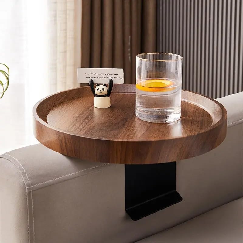Natural Bamboo Clip-On Sofa Tray - Coffee Table Side Table with Armrest Holder, Snack Tray for TV Remote & Drinks - Perfect for Living Room, Bedroom, Office (Color: 2)