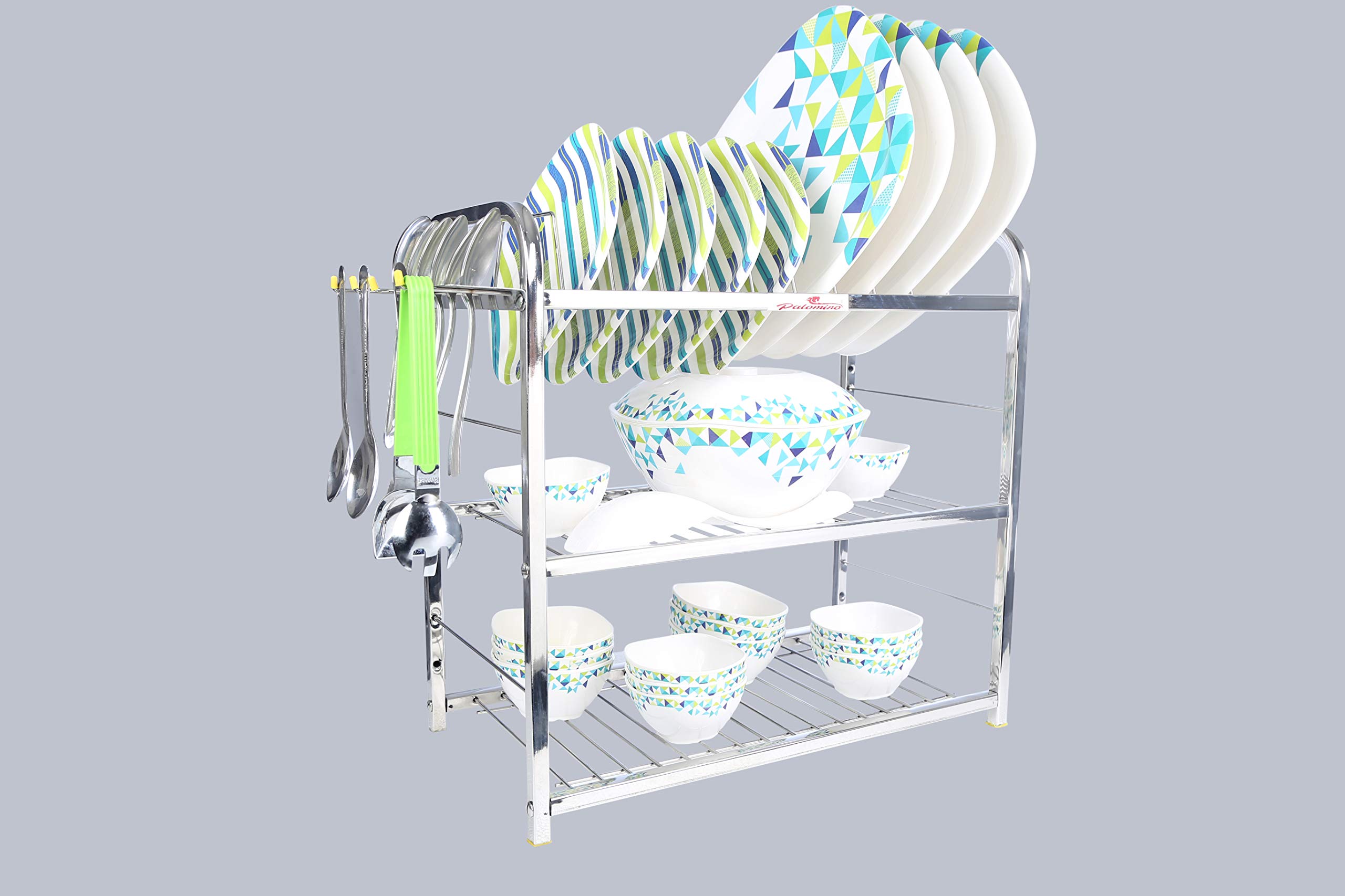 3-Tier 18-Inch Kitchen Dish Rack with Plate & Cutlery Holder - Modern Space-Saving Utensil Organizer for Countertop - Perfect for Small Kitchens, Apartments & Dorm Rooms