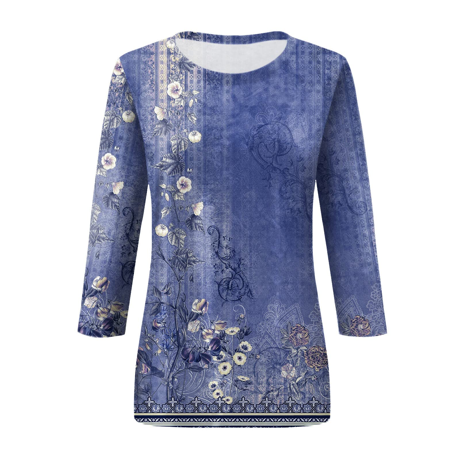 YUTANRAL Women's 3/4 Sleeve Casual Summer Tops - Trendy 2024 Vacation T-Shirts & Cruise Outfits | Perfect for Beach Trips, Weekend Getaways & Summer Travel
