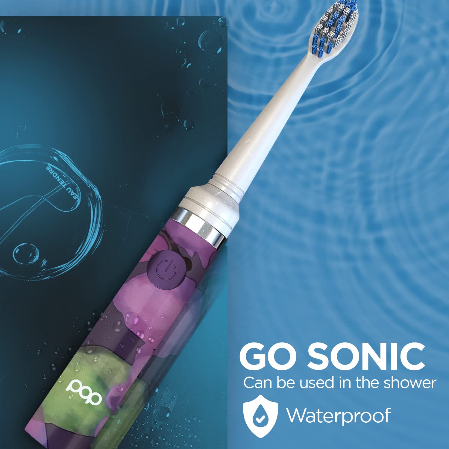 Pop Sonic Electric Toothbrush for Kids & Travel - Purple Watercolor Design, 2 Speed Modes (15,000-30,000 RPM), AAA Battery Powered with Dupont Nylon Bristles | Perfect for Home, School & Family Trips