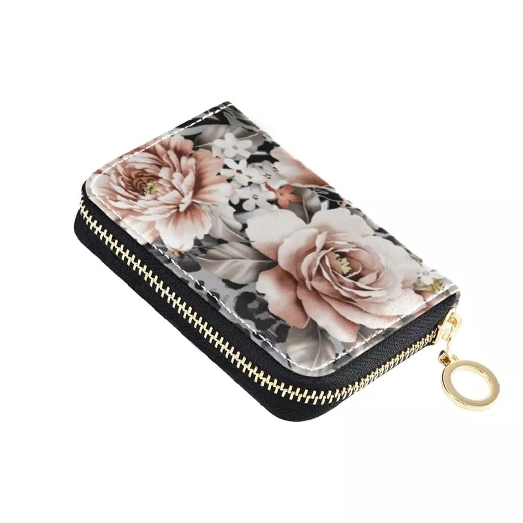 CCBUY Genuine Leather Women's Business Credit Card Holder Wallet - Leopard Print ID Card Case with Coin Pocket (12x8x2cm) - Perfect for Office, Travel & Everyday Use